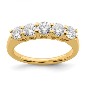 14K Yellow Gold 5-Stone Shared Prong (Holds 5-4.1mm Round) Diamond Band Mounting
