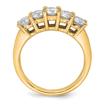 14K Yellow Gold 5-Stone Shared Prong (Holds 5-4.3mm Round) Diamond Band Mounting — alternate view