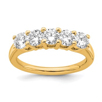 14K Yellow Gold 5-Stone Shared Prong (Holds 5-4.3mm Round) Diamond Band Mounting