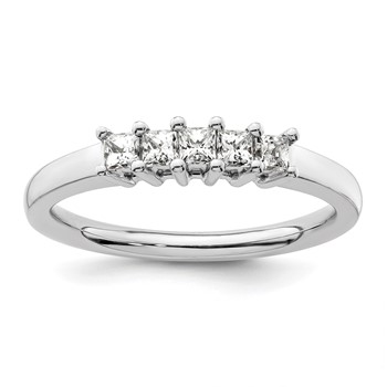 14K White Gold 5-Stone Shared Prong (Holds 5-2.2mm Princess) Diamond Band Mounting