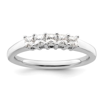 14K White Gold 5-Stone Shared Prong (Holds 5-2.5mm Princess) Diamond Band Mounting