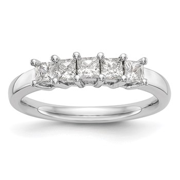 14K White Gold 5-Stone Shared Prong (Holds 5-3.2mm Princess) Diamond Band Mounting