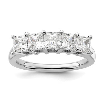 14K White Gold 5-Stone Shared Prong (Holds 5-3.8mm Princess) Diamond Band Mounting