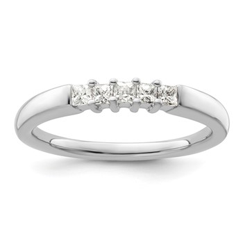 14K White Gold 5-Stone Shared Prong (Holds 5-2.0mm Princess) Diamond Band Mounting