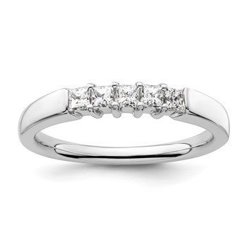 14K White Gold 5-Stone Shared Prong (Holds 5-2.2mm Princess) Diamond Band Mounting