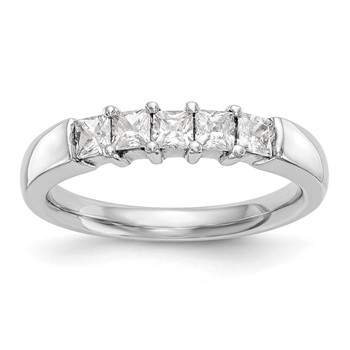 14K White Gold 5-Stone Shared Prong (Holds 5-3.2mm Princess) Diamond Band Mounting