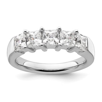 14K White Gold 5-Stone Shared Prong (Holds 5-3.8mm Princess) Diamond Band Mounting