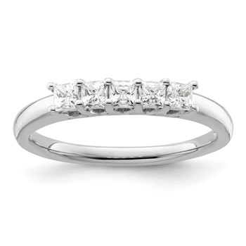 14K White Gold 5-Stone Shared Prong (Holds 5-2.5mm Princess) Diamond Band Mounting