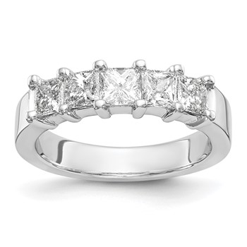 "14K White Gold 5-Stone Shared Prong (Holds 1-3.7, 2-3.6, 2-3.5mm Princess) Diamond Band Mounting"