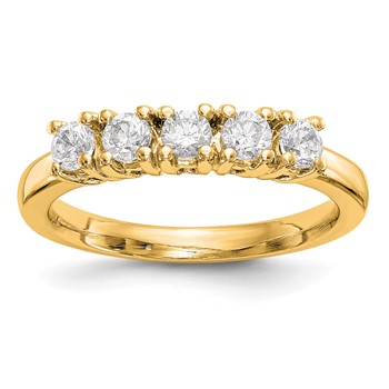 14K Yellow Gold 5-Stone Prong-Set (Holds 5-3.8mm Round) Diamond Band Mounting