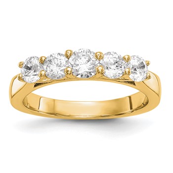 "14K Yellow Gold 5-Stone Shared Prong (Holds 1-4.2, 2-3.8, 2-3.5mm Round) Diamond Band Mounting"