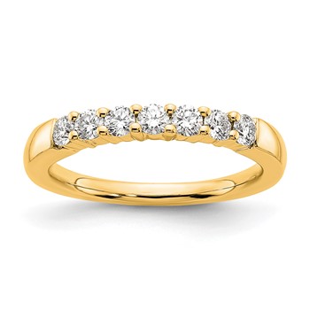 14K Yellow Gold 7-Stone Shared Prong (Holds 7-2.5mm Round) Diamond Band Mounting