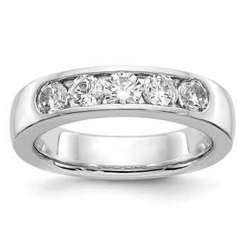 14k White Gold 5-Stone (Holds 5-3.7mm Round) Channel Band Mounting (Closed)