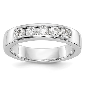 14k White Gold 5-Stone (Holds 5-3.1mm Round) Channel Band Mounting (Closed)
