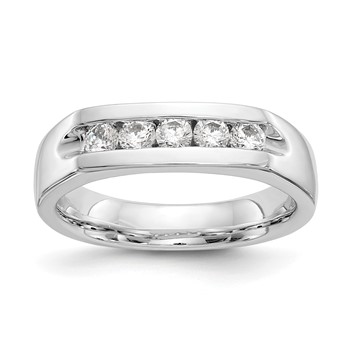14K White Gold 5-Stone (Holds 5-2.7mm Round) Open Channel Band Mounting