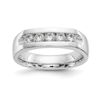 14K White Gold 5-Stone (Holds 5-2.9mm Round) Open Channel Band Mounting