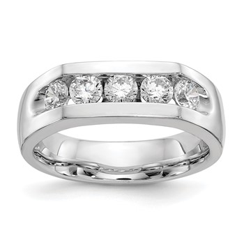 14K White Gold 5-Stone (Holds 5-3.4mm Round) Open Channel Band Mounting