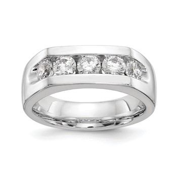 14K White Gold 5-Stone (Holds 5-3.7mm Round) Open Channel Band Mounting