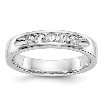 14k White Gold 5-Stone (Holds 5-2.4mm Round) Open Channel Band Mounting