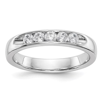 14k White Gold 5-Stone (Holds 5-2.6mm Round) Open Channel Band Mounting