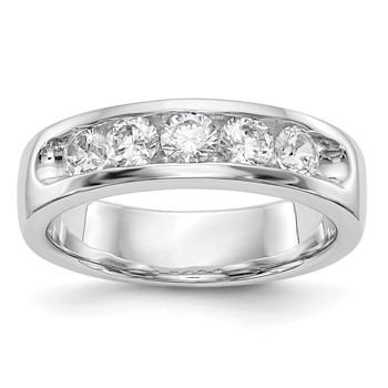 14k White Gold 5-Stone (Holds 5-3.4mm Round) Open Channel Band Mounting