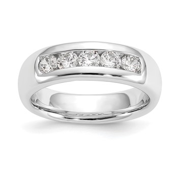 14K White Gold 5-Stone (Holds 5-3.1mm Round) Closed Channel Band Mounting