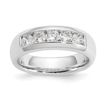 14K White Gold 5-Stone (Holds 5-3.4mm Round) Closed Channel Band Mounting