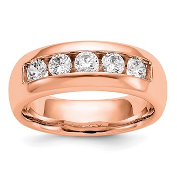 14K Rose Gold 5-Stone Diamond Channel Band Mounting