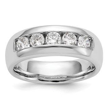 14K White Gold 5-Stone (Holds 5-3.7mm Round) Closed Channel Band Mounting