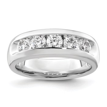 14K White Gold 5-Stone (Holds 5-3.7mm Round) Open Channel Band Mounting