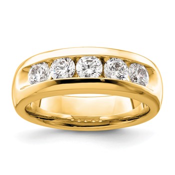 14K Yellow Gold 5-Stone (Holds 5-3.7mm Round) Open Channel Band Mounting
