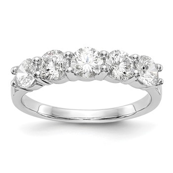 14K White Gold 5-Stone Shared Prong (Holds 5-4.2mm Round) Diamond Band Mounting