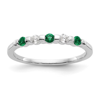 14k White Gold 2.9mm Emerald AA Diamond Anniversary Band