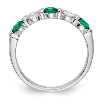 14k White Gold 3mm Emerald AA Diamond Anniversary Band — alternate view