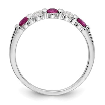 14k White Gold 2.9mm Ruby AA Diamond Anniversary Band — alternate view