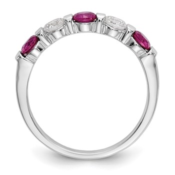 14k White Gold 3mm Ruby AA Diamond Anniversary Band — alternate view