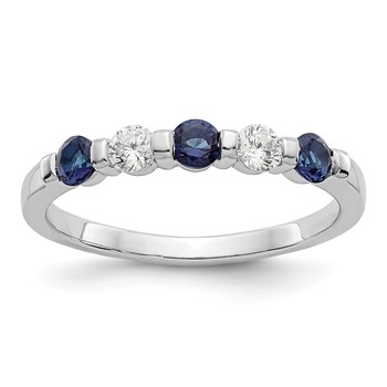 14k White Gold 2.9mm Sapphire AA Diamond Anniversary Band