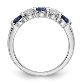 14k White Gold 3mm Sapphire AA Diamond Anniversary Band — alternate view