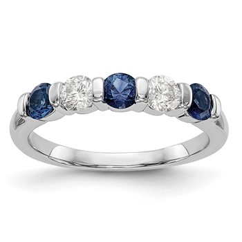 14k White Gold 3mm Sapphire AA Diamond Anniversary Band