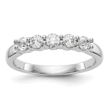 14K White Gold 5-Stone Shared Prong (Holds 5-2.9mm Round) Diamond Band Mounting