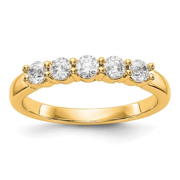 14K Yellow Gold 5-Stone Shared Prong (Holds 5-2.9mm Round) Diamond Band Mounting