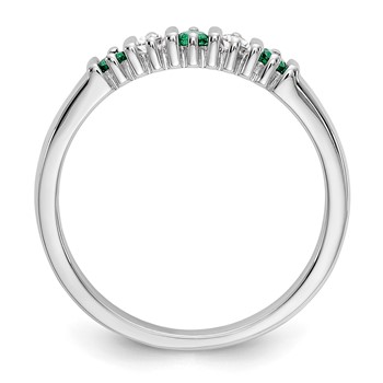 14k White Gold 2mm Emerald AA Diamond 5-Stone Ring — alternate view