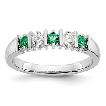 14k White Gold 2.75mm Emerald AA Diamond 5-Stone Ring