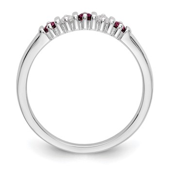 14k White Gold 2mm Ruby AA Diamond 5-Stone Ring — alternate view
