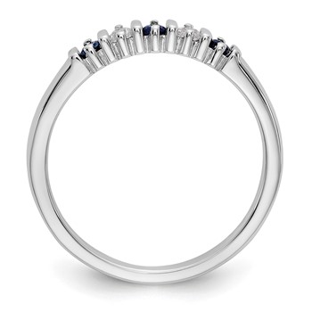 14k White Gold 2mm Sapphire AA Diamond 5-Stone Ring — alternate view