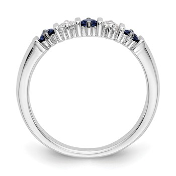 14k White Gold 2.75mm Sapphire AA Diamond 5-Stone Ring — alternate view