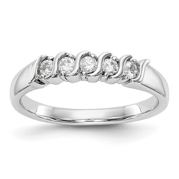 14K White Gold 5-Stone Prong-set (Holds 5-2.2mm Round) Diamond Band Mounting