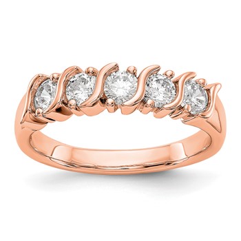 14K Rose Gold 5-Stone Diamond Band Mounting