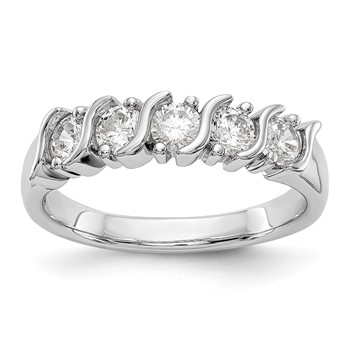 14K White Gold 5-Stone Prong-set (Holds 5-3.4mm Round) Diamond Band Mounting