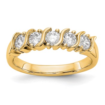 14K Yellow Gold 5-Stone Prong-set (Holds 5-3.4mm Round) Diamond Band Mounting